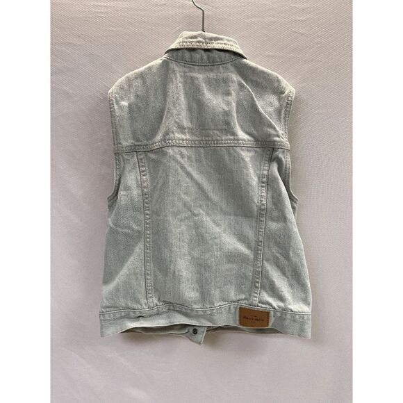 Abercrombie Kids Girls Casual Button Down Light Wash Denim Jean Vest Size XL - Picture 3 of 3